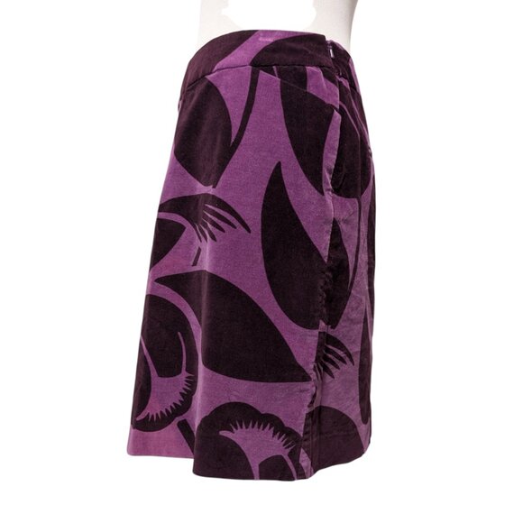 Boden Womens Size 8R Purple Velvet Tulips Pattern Pockets A-Line Mini Skirt Flaw - Picture 2 of 8